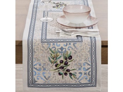 Gobelínový běhoun na stůl s motivem oliv 40 x 100 cm