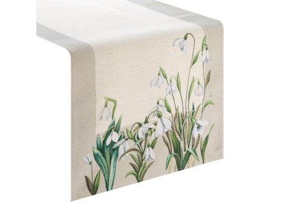 377646 gobelinovy behun na stol so snezienkami 45 x 140 cm