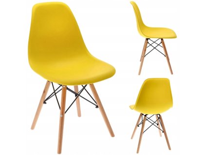 krzeslo EVA skandynawskie plastikowe zolte mebel przod tyl bok